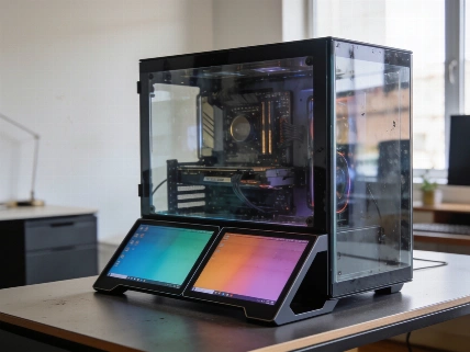 爱国者's dual-screen PC case shakes up desktop design QWERTYmag